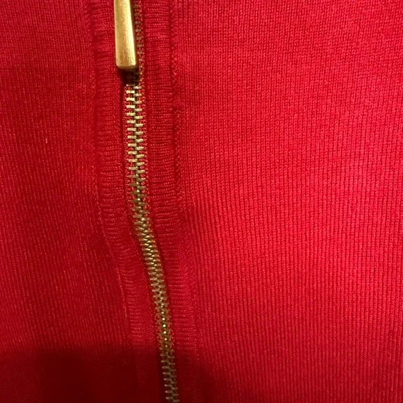 Carmen Marc‎ Valvo Red Zip Front Rib Knit Cardigan Top Size Small Elegant - Picture 3 of 4